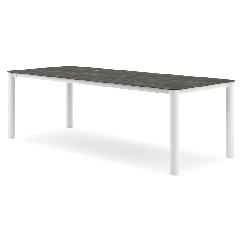 Orso tuintafel rechthoekig afgerond in wit aluminium en volkeramiek Black Obsession - L 240 x B 100 x H 73.5 cm