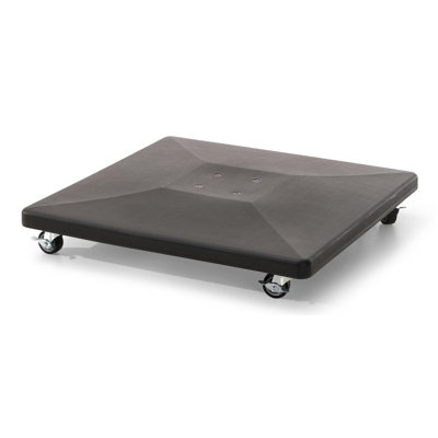 Avola zweefparasol met tiltfunctie in zwart aluminium en Natte Sooty Sunbrella® Premium parasoldoek - L1 200 x L2 300 cm met Avola parasolvoet 90 kg