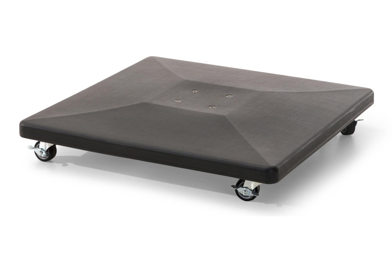 Avola zweefparasol met tiltfunctie in zwart aluminium met grijs weather+ softtouch parasoldoek - L1 300 x L2 300 cm (met voet)