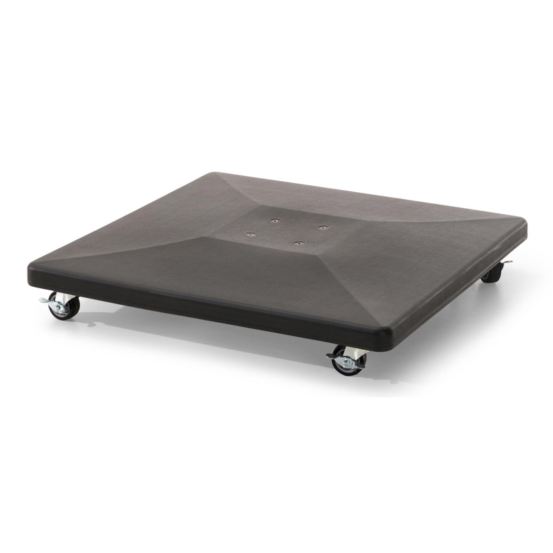 Avola zweefparasol met tiltfunctie in zwart aluminium met zwart weather+ softtouch parasoldoek - L1 300 x L2 300 cm (met voet)