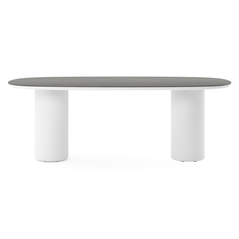 Amico tuintafel bombo in wit aluminium en volkeramiek Calatorao - L 210 x B 110 x H 73.5 cm