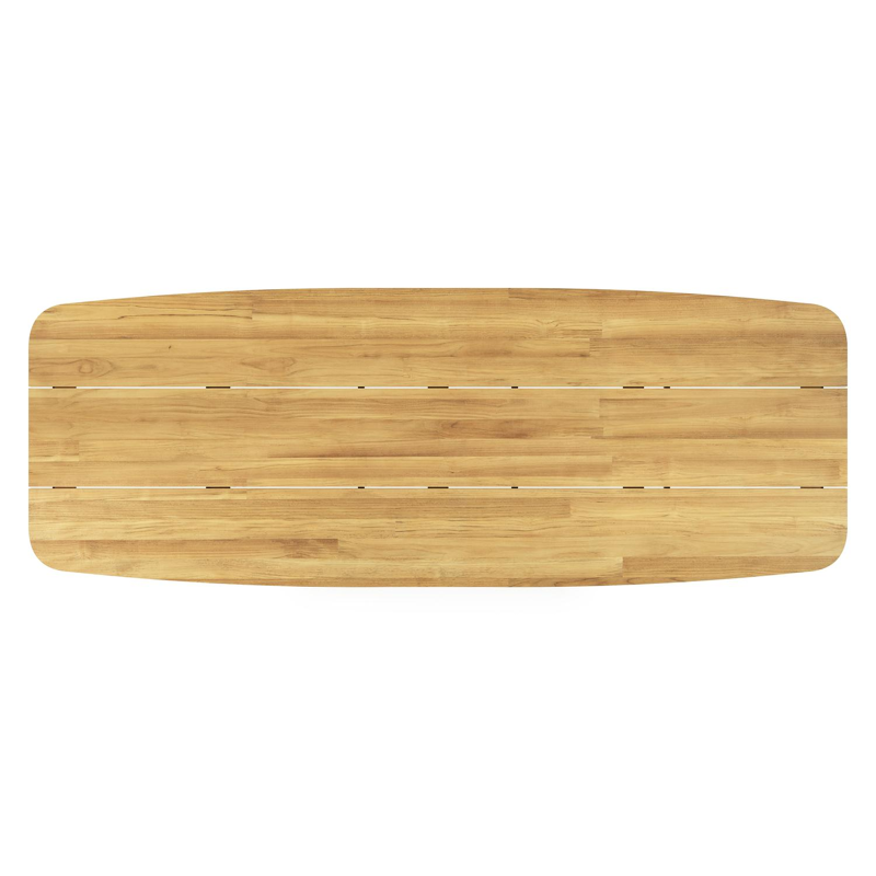 Orso tuintafel bootvorm in zwart aluminium en teak - L 315 x B 115 x H 75 cm