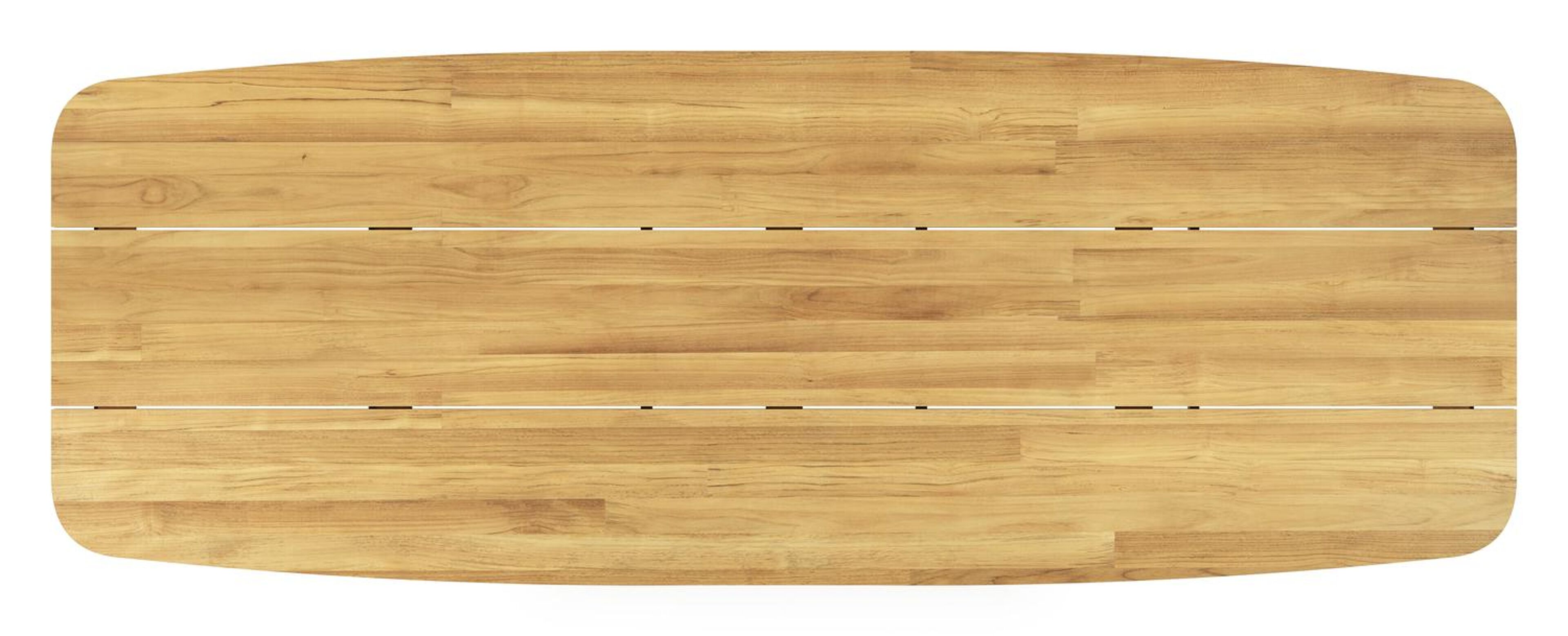Orso tuintafel bootvorm in zwart aluminium en teak - L 315 x B 115 x H 75 cm