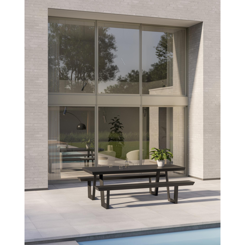 Altura picknicktafel in zwart aluminium - L 220 x B 89 x H 74 cm