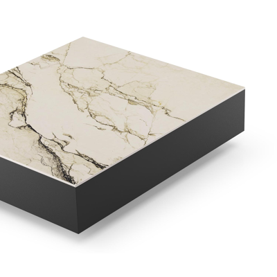 Como loungetafel in zwart aluminium en colorado dunes volkeramiek - L 70 x B 80 x H 20 cm