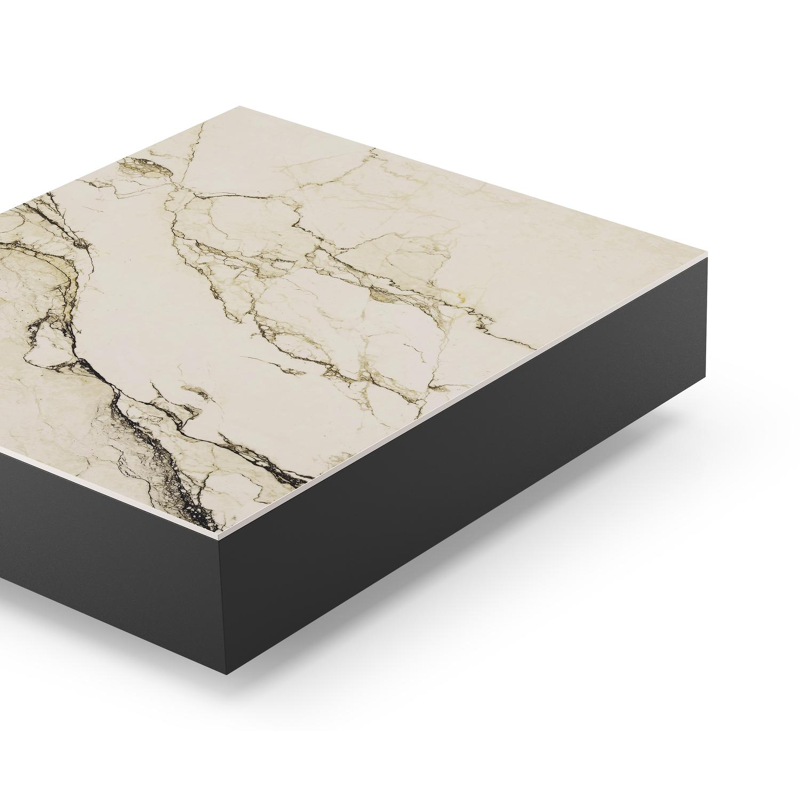 Como loungetafel in zwart aluminium en colorado dunes volkeramiek - L 70 x B 80 x H 20 cm