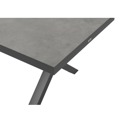 Ensemble de jardin Reza en aluminium noir avec plateau de table en céramique pleine gris et 8 chaises de jardin Artena