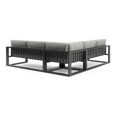 Verato loungehoek in zwart aluminium met savane nimbus all weather sunbrella® luxe kussen