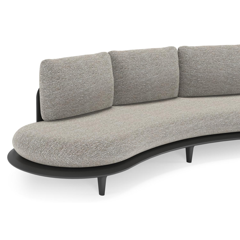 Bomero loungebank in zwart aluminium met tundra pepper all weather sunbrella® luxe kussen