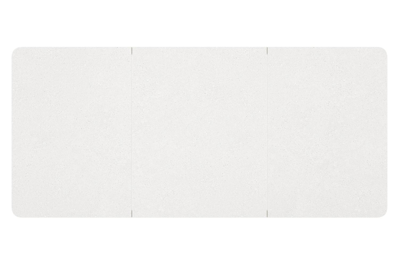 Alora tuinset afgerond rechthoekig in wit aluminium en sintered stone grijs met 6 Bahia tuinstoelen