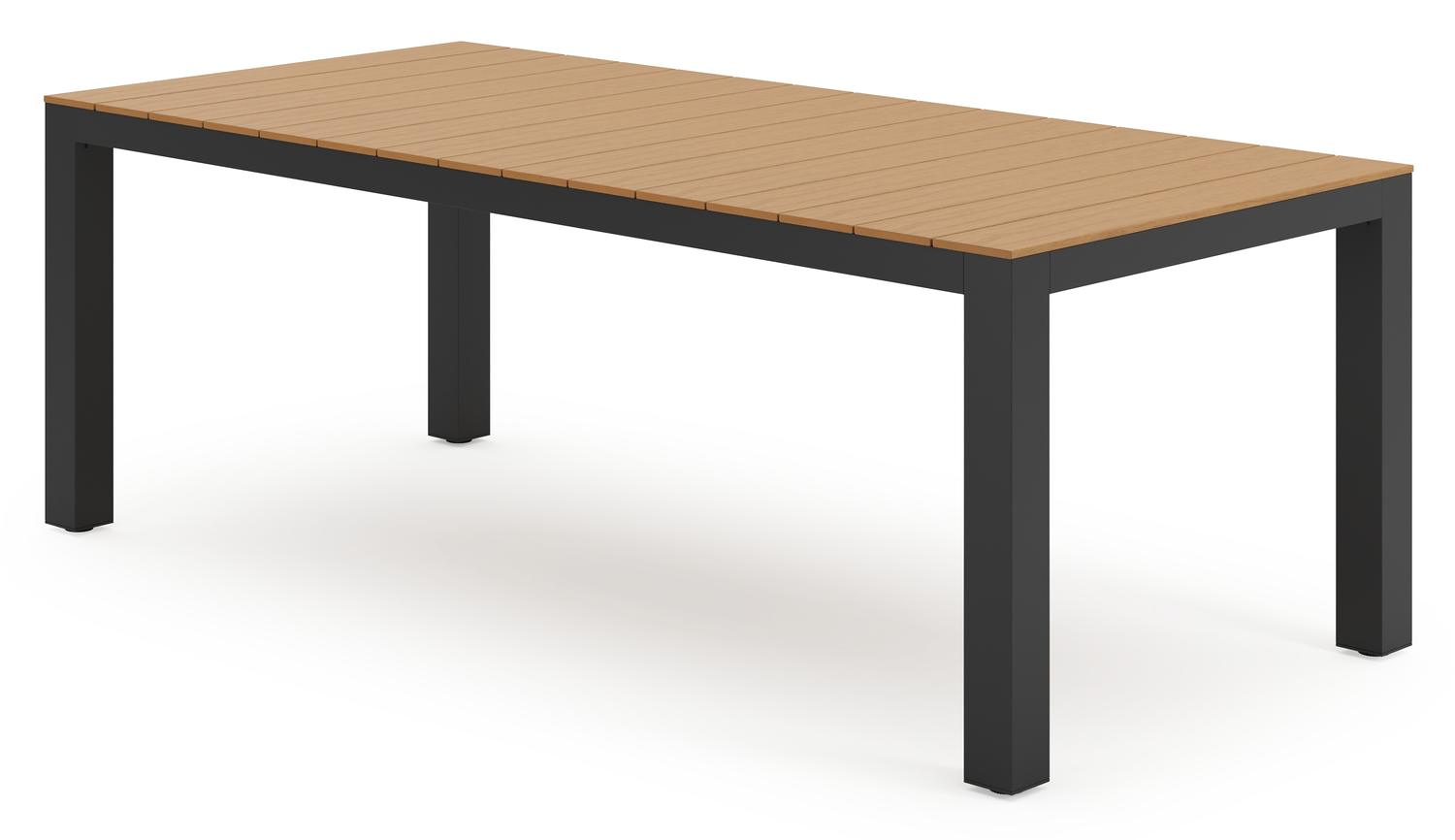 Ensemble de jardin Calzo en aluminium noir et polywood avec 6 chaises de jardin empilable Guarda