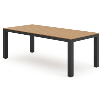 Calzo tuinset in zwart aluminium en polywood met 8 Bahia tuinstoelen