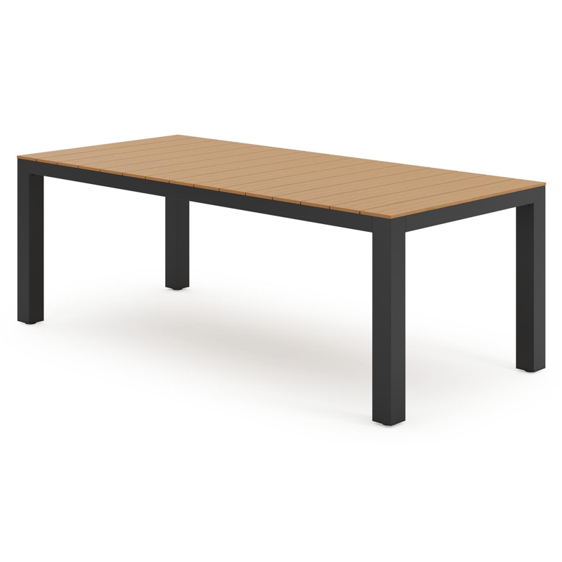 Calzo tuintafel in zwart aluminium en polywood - L 220 x B 100 x H 74 cm