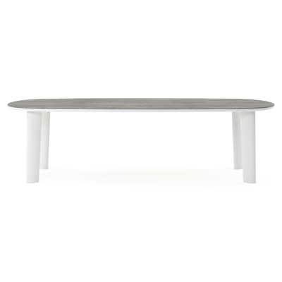 Amico tuintafel bombo in wit aluminium en volkeramiek Aspen Grey - L 270 x B 125 x H 73.5 cm