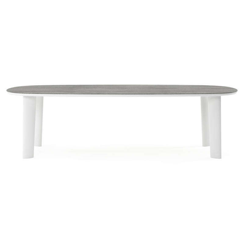 Amico tuintafel bombo in wit aluminium en volkeramiek Aspen Grey - L 270 x B 125 x H 73.5 cm
