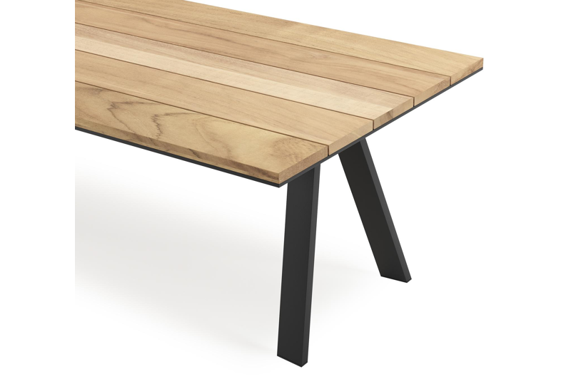 Cesano tuintafel rechthoekig in zwart aluminium en teak - L 280 x B 110 x H 75 cm