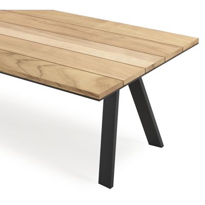 Cesano tuintafel rechthoekig in zwart aluminium en teak - L 280 x B 110 x H 75 cm