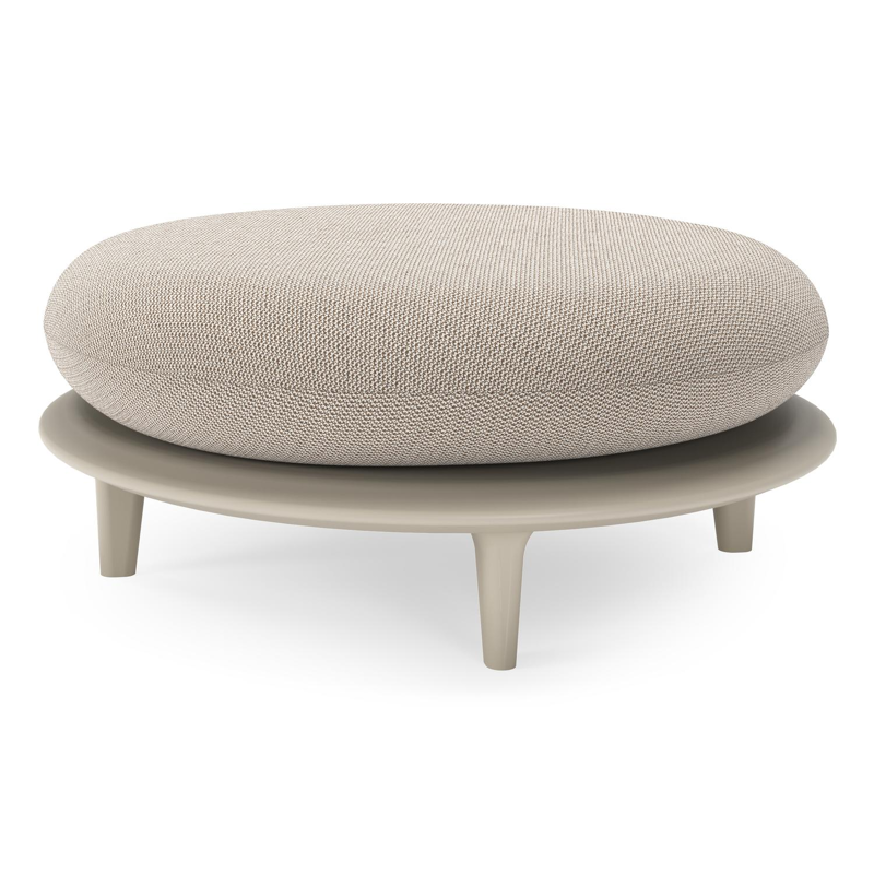 Bomero poef in beige aluminium met lopi fossil all weather sunbrella® luxe kussen