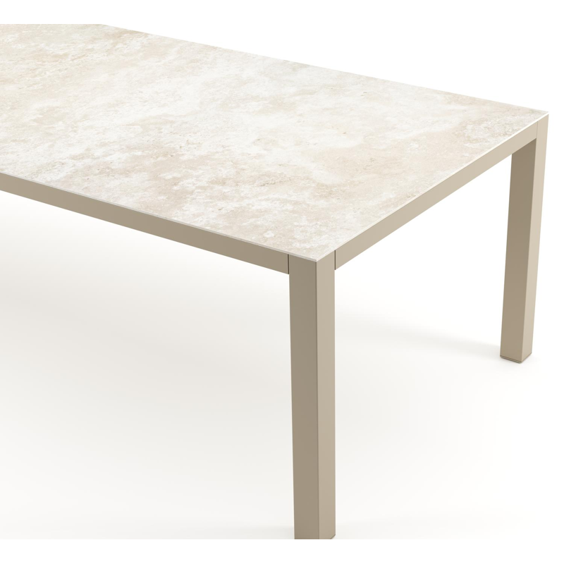 Como tuintafel rechthoekig in beige aluminium en volkeramiek Rapolano - L 280 x B 110 x H 73 cm