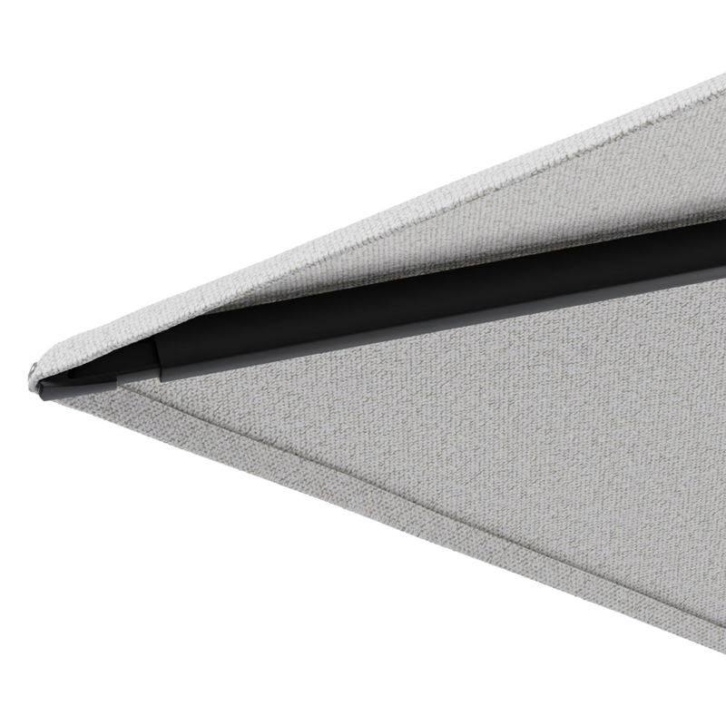 Minore zweefparasol met tiltfunctie in zwart aluminium en Ego Birch All Weather Solica parasoldoek - L1 350 x L2: 350 cm met parasolvoet Minore 260 kg met wielen