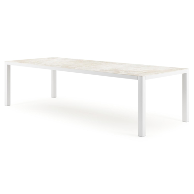 Como tuintafel rechthoekig in wit aluminium en volkeramiek Rapolano L 280 x B 110 cm