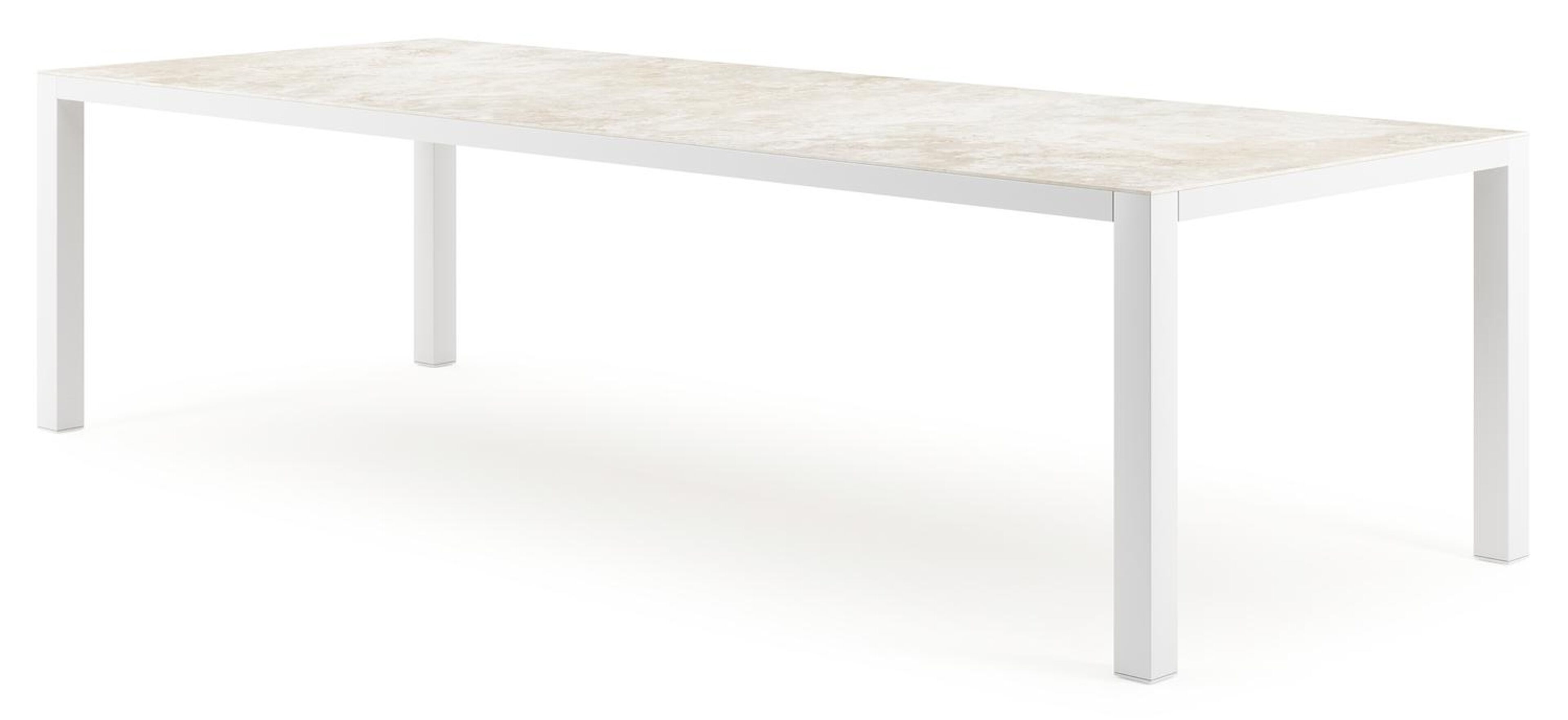 Como tuintafel rechthoekig in wit aluminium en volkeramiek Rapolano L 280 x B 110 cm