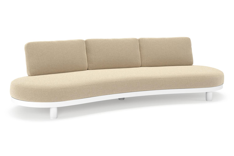 Canapé de jardin Donato en aluminium blanc et coussins en all weather cosytica Althea Camel