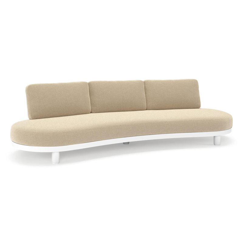 Canapé de jardin Donato en aluminium blanc et coussins en all weather cosytica Althea Camel