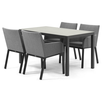 Feltro tuinset zwart-grijs - tafelblad in volkeramiek - met 4  tuinstoelen