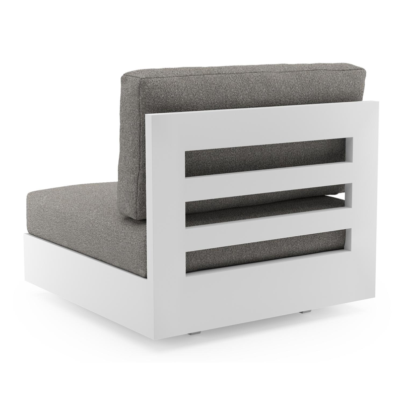 Como loungestoel in wit aluminium met tundra charcoal all weather sunbrella® luxe kussen