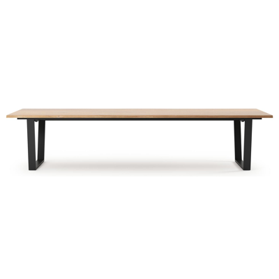Pagino tuintafel rechthoekig in zwart aluminium en teak - L 360 x B 110 x H 73,5 cm