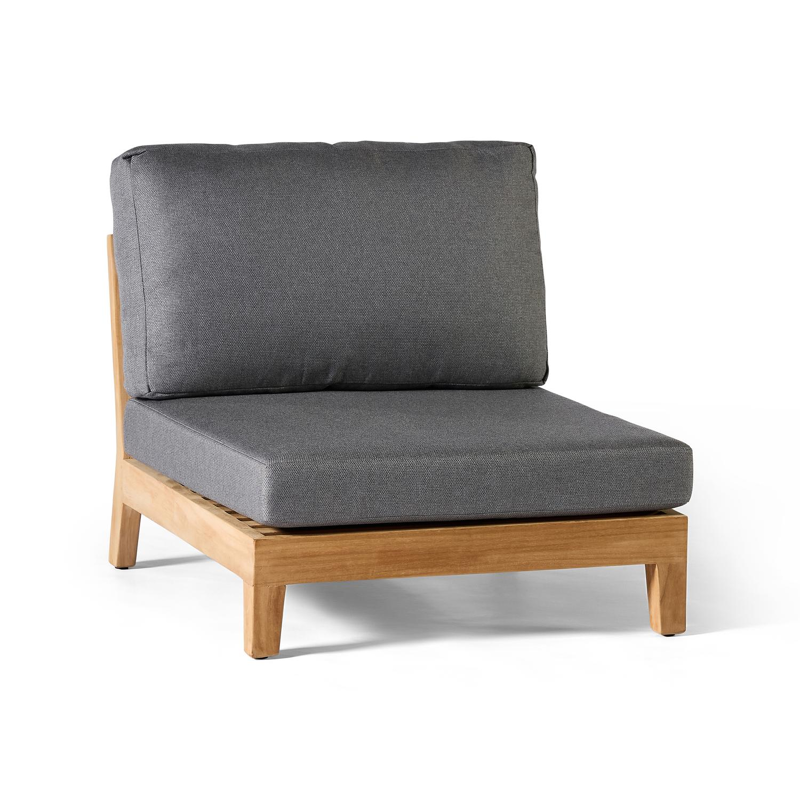 Cosito loungestoel in teak en flat rope beige met grijs weather+ softtouch kussen
