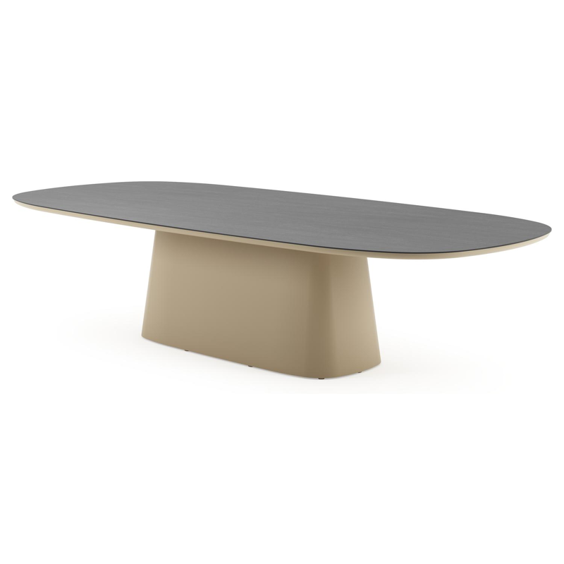 Amico tuintafel bombo xl in beige aluminium en volkeramiek Basalt Black - L 320 x B 148 x H 73.5 cm