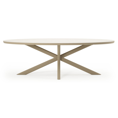 Pamplona tuintafel ovaal in beige aluminium en sintered stone Crema minerale - L 239 x B 115 x H 73 cm