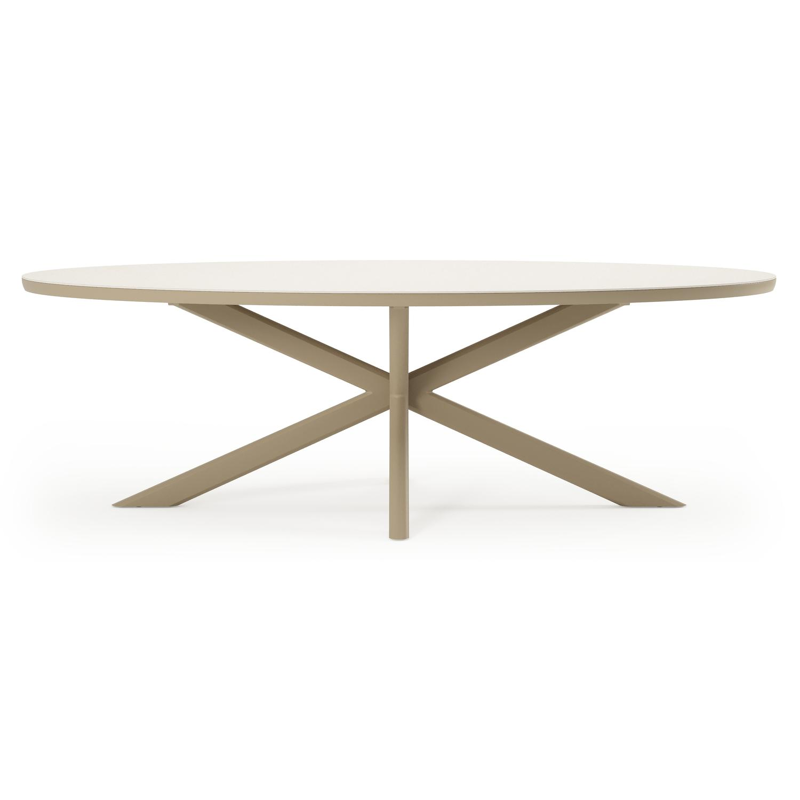 Pamplona tuintafel ovaal in beige aluminium en sintered stone Crema minerale - L 239 x B 115 x H 73 cm