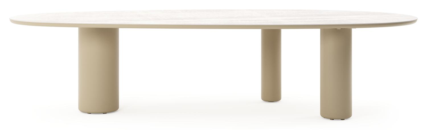 Amico tuintafel mango in beige aluminium en volkeramiek Taj Mahal - L 320 x B 140 x H 73.5 cm