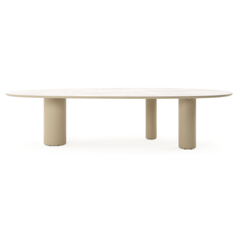 Amico tuintafel mango in beige aluminium en volkeramiek Taj Mahal - L 320 x B 140 x H 73.5 cm