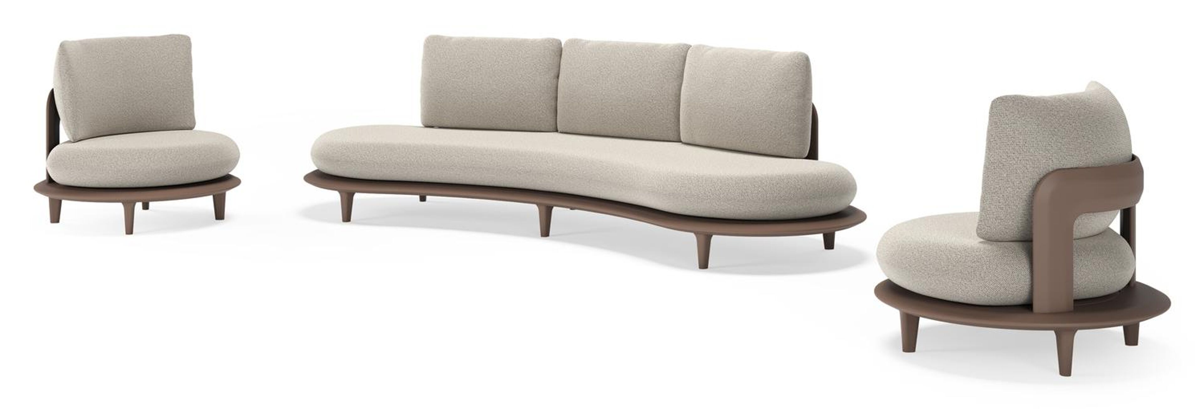 Bomero loungeset in taupe aluminium met firenze sand all weather solica kussen
