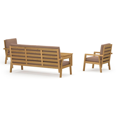 Salon de jardin Evora en acacia  avec coussins en polyester  et table de basse