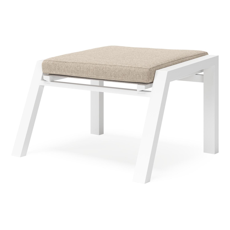 Prato poef in wit aluminium met rustic weather+ softtouch kussen