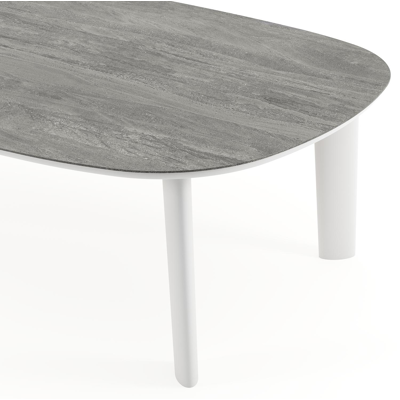 Amico tuintafel bombo xl in wit aluminium en volkeramiek Aspen Grey - L 270 x B 148 x H 73.5 cm