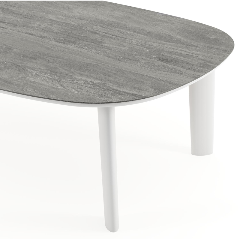 Table de jardin Amico bombo xl en aluminium blanc et céramique pleine Aspen Grey - Lg. 270 x Lrg. 148 x Haut. 73.5 cm