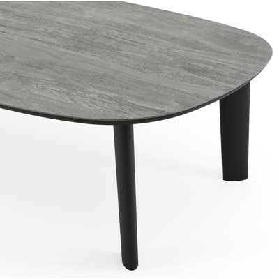 Amico tuintafel bombo xl in zwart aluminium en volkeramiek Aspen Grey - L 270 x B 148 x H 73.5 cm
