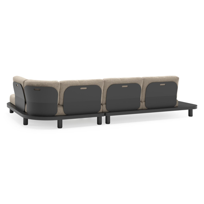 Donato loungehoek in zwart aluminium met all weather sunbrella® luxe Chartres Pewter kussen