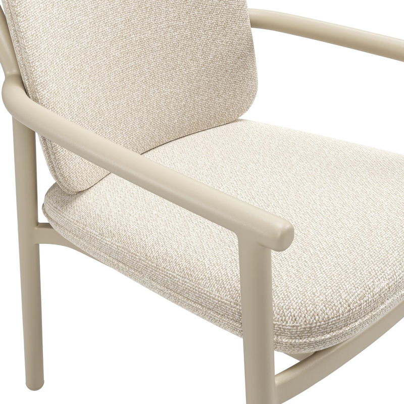 Bono stapelbare tuinstoel in beige aluminium met stoelkussen in All Weather Cosytica Marbella Ecru