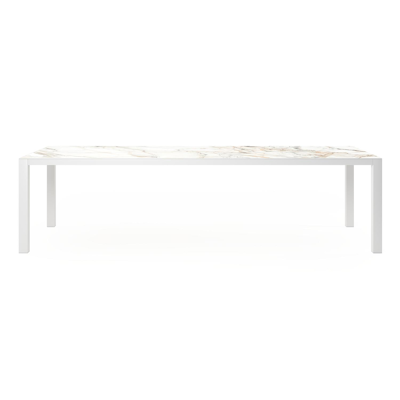 Como tuintafel in wit aluminium en volkeramiek calacatta luxe - L 280 x B 110 x H 76 cm
