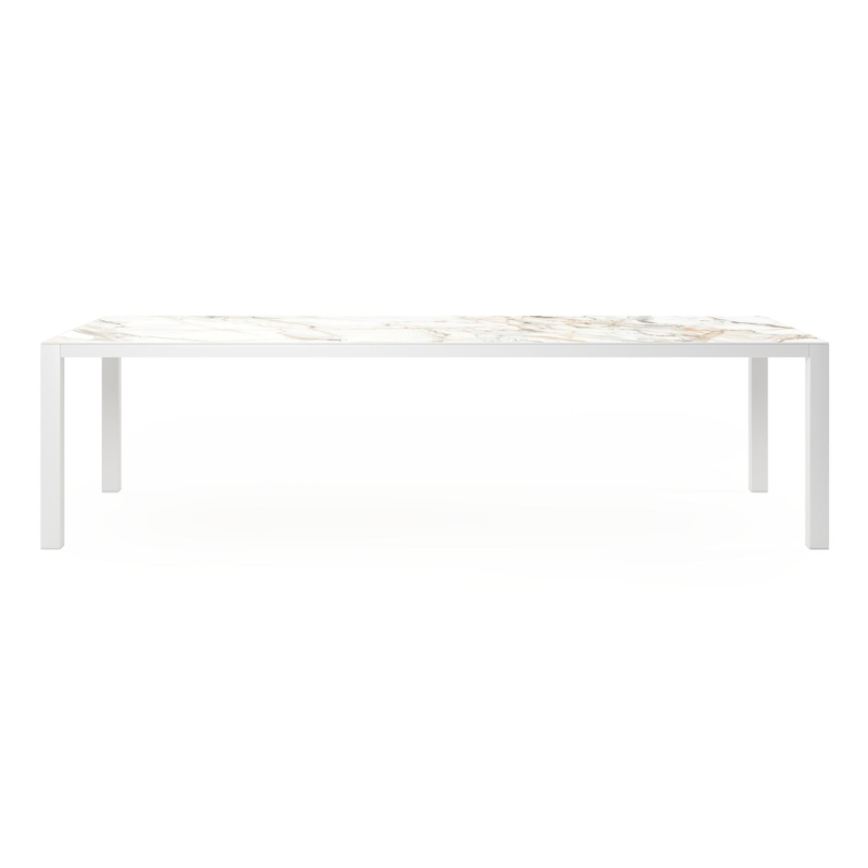Como tuintafel in wit aluminium en volkeramiek calacatta luxe - L 280 x B 110 x H 76 cm