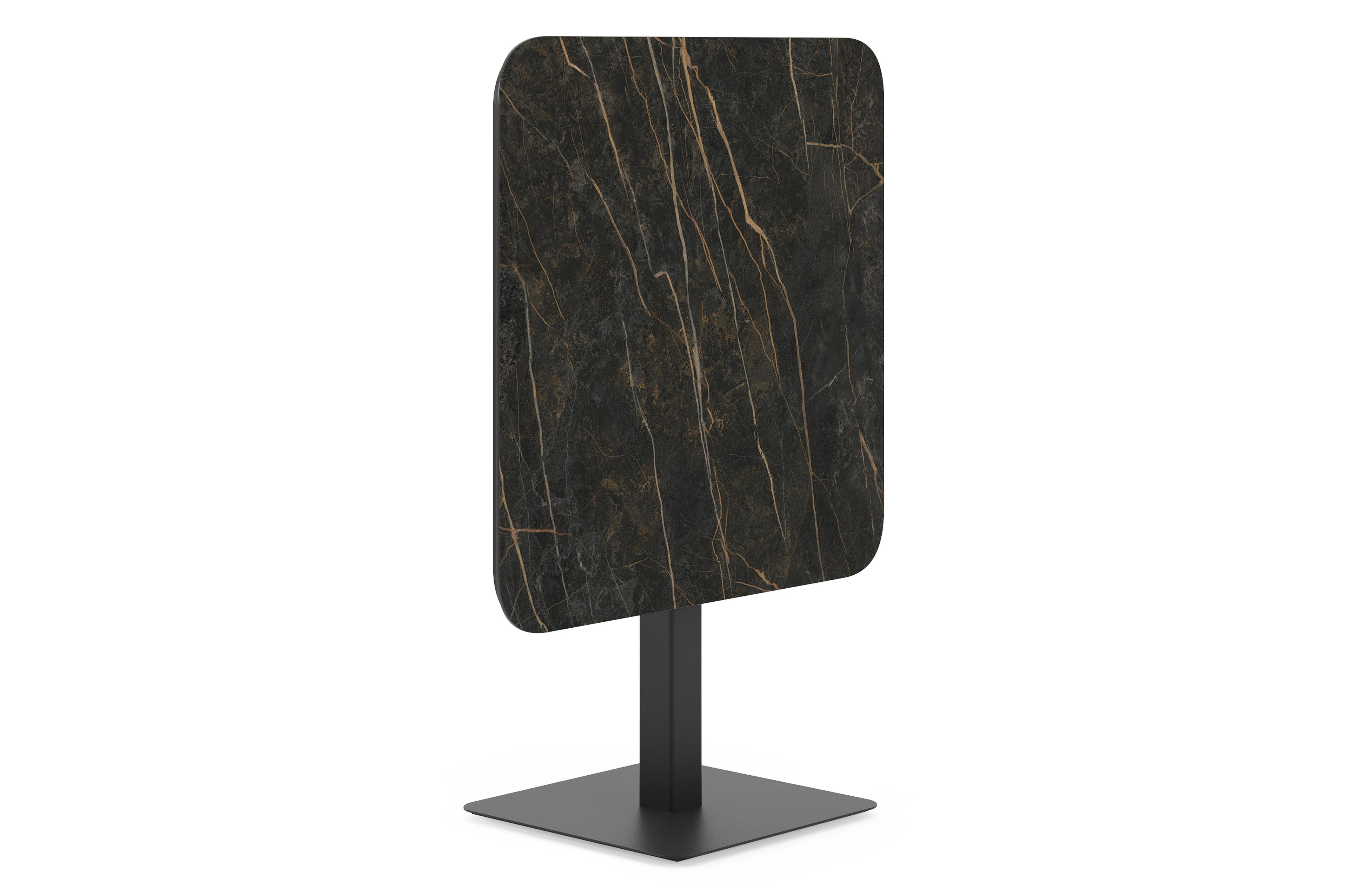 Fano kantelbare tuintafel vierkant afgerond in zwart aluminium en volkeramiek black obsession - L 80 x B 80 x H 72.5 cm