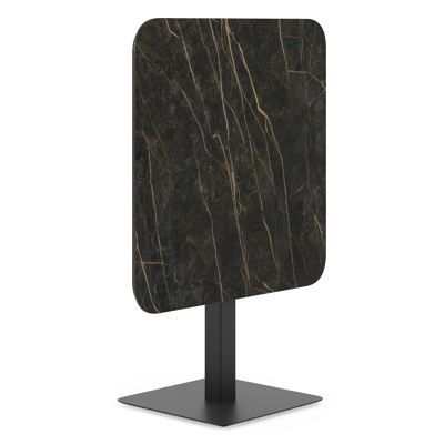 Fano kantelbare tuintafel vierkant afgerond in zwart aluminium en volkeramiek black obsession - L 80 x B 80 x H 72.5 cm