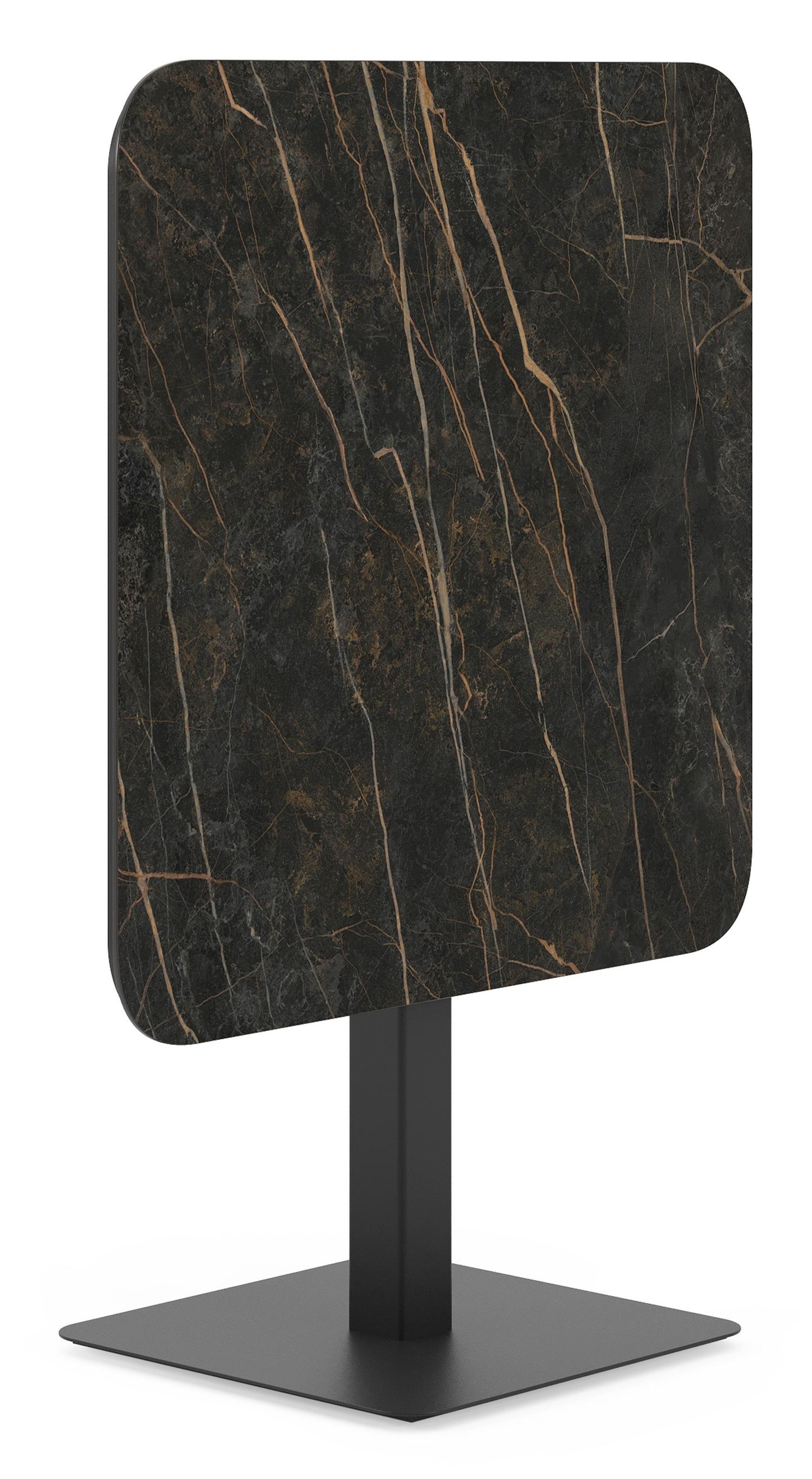 Fano kantelbare tuintafel vierkant afgerond in zwart aluminium en volkeramiek black obsession - L 80 x B 80 x H 73 cm